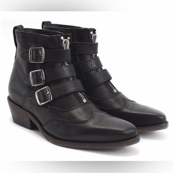 John Fluevog Jack Idol buckle women’s leather boots sz 7 gently used - Picture 4 of 14